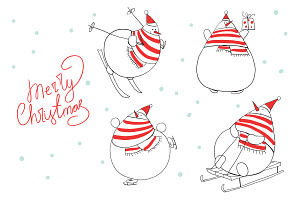 Funny snowman. Christmas set