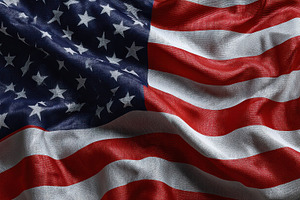 United States flag waving in the win, a Photo by Pavel_design