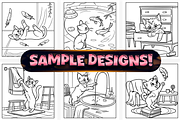 Bold Easy Cat Moments Coloring Pages, an Animal Illustration by Craftsbeefy (Thumbnail 3 of 4)