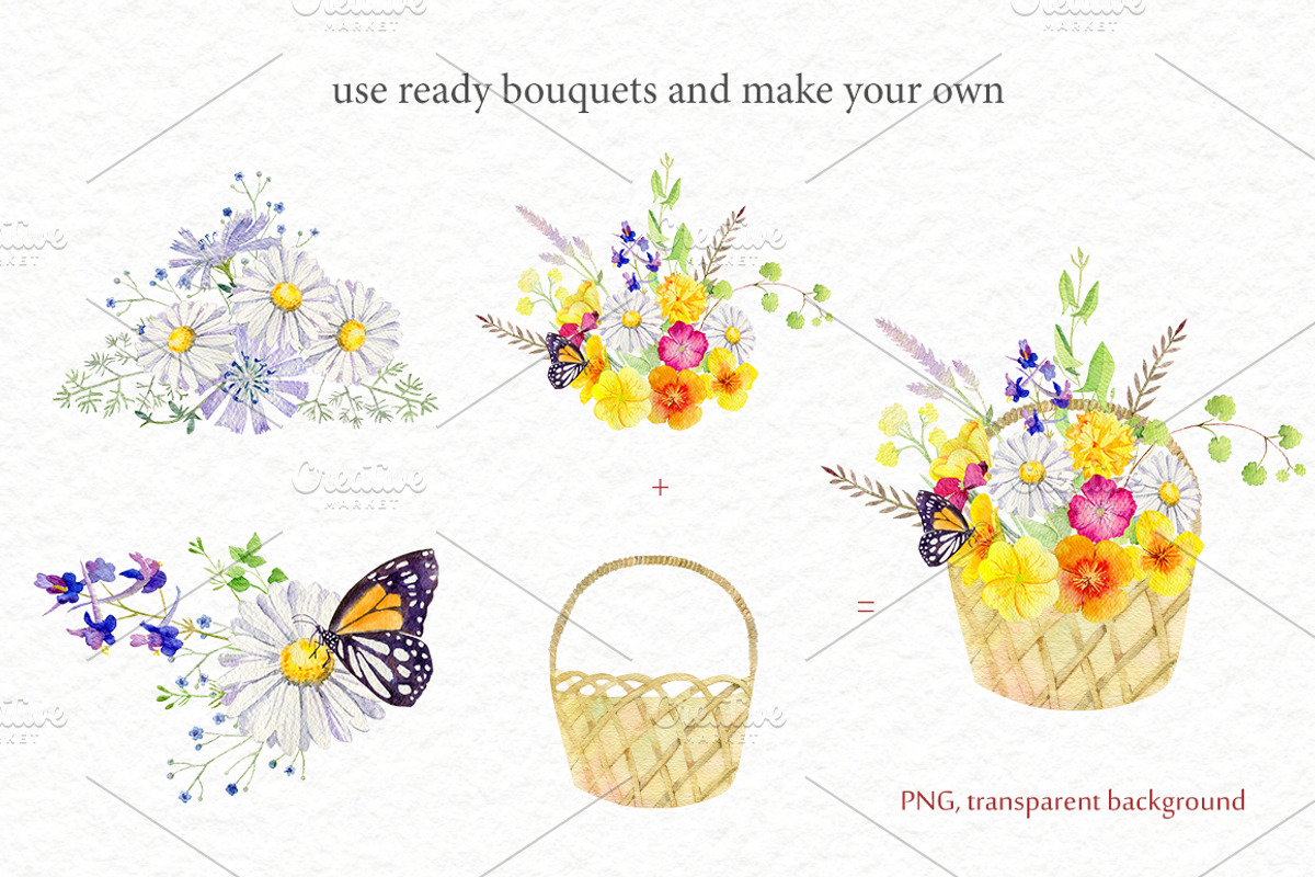 Wild flowers watercolor set, a Background Graphic by Elegantia (Photo 11 of 15)
