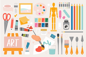 Art Tools and Supplies Vector Set, an Illustration by Lemberg Vector