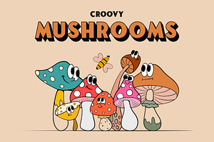 Groovy Mushrooms Vector Collection