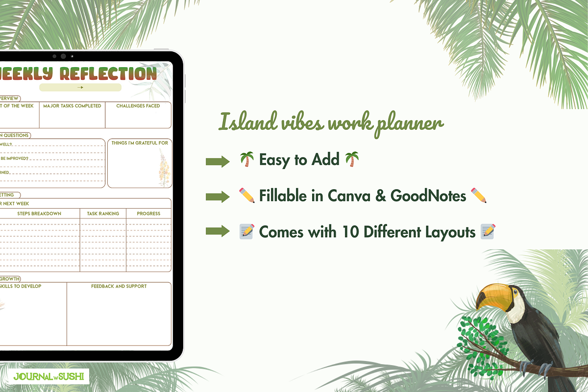 Productivity Digital Planner, a Stationery Template by Journal w Sushii (Photo 2 of 6)