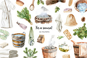 Watercolor sauna clipart. Relax time, a Healthcare Illustration by Art and Funny (Thumbnail 1 of 3)