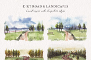 Watercolor Dirt Road & Landscapes, an Illustration by Yorda Studio (Thumbnail 2 of 11)