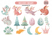 Cute Dragon Watercolor Clipart, an Object Illustration by TatiMockup (Thumbnail 2 of 4)
