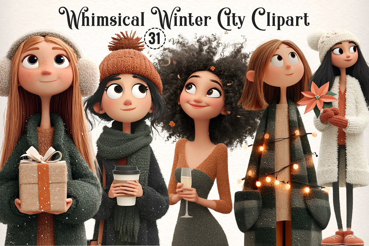 Whimsical Winter City Clipart, an Illustration by Dream Creation (Photo 1 of 5)
