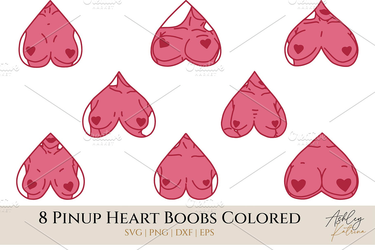 16 Pinup Heart Boobs & Butts Clipart, a Graphic by Ashley Katrina (Photo 5 of 12)