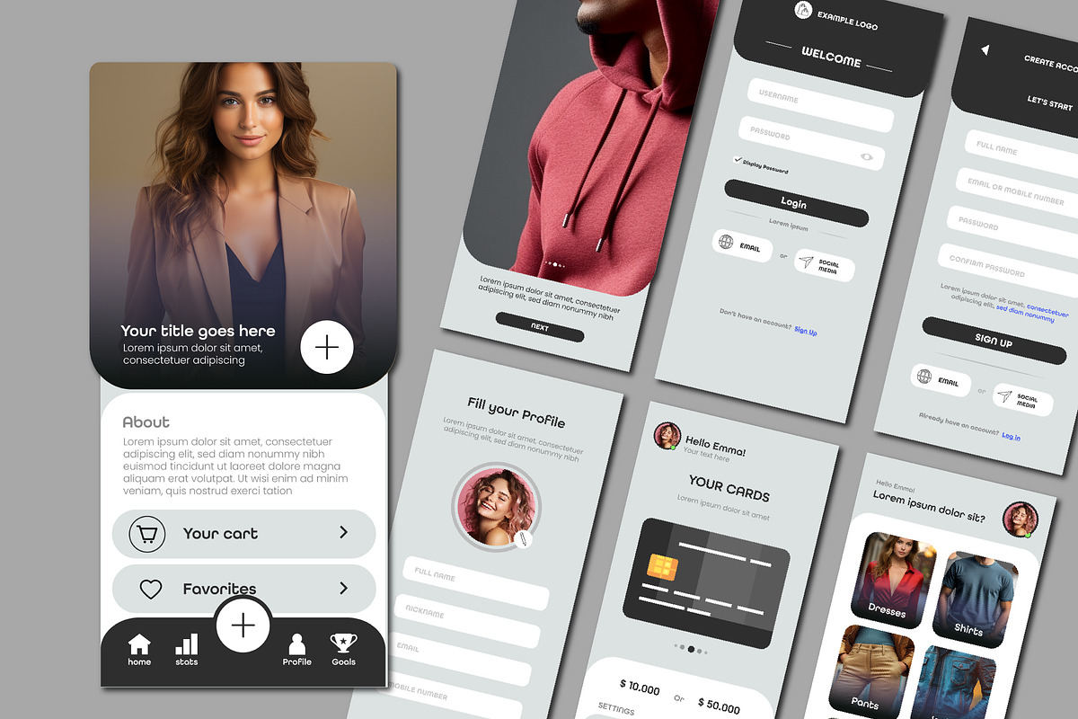 Modern Mobile App UI Kit, a Templates & Theme by studiogstock