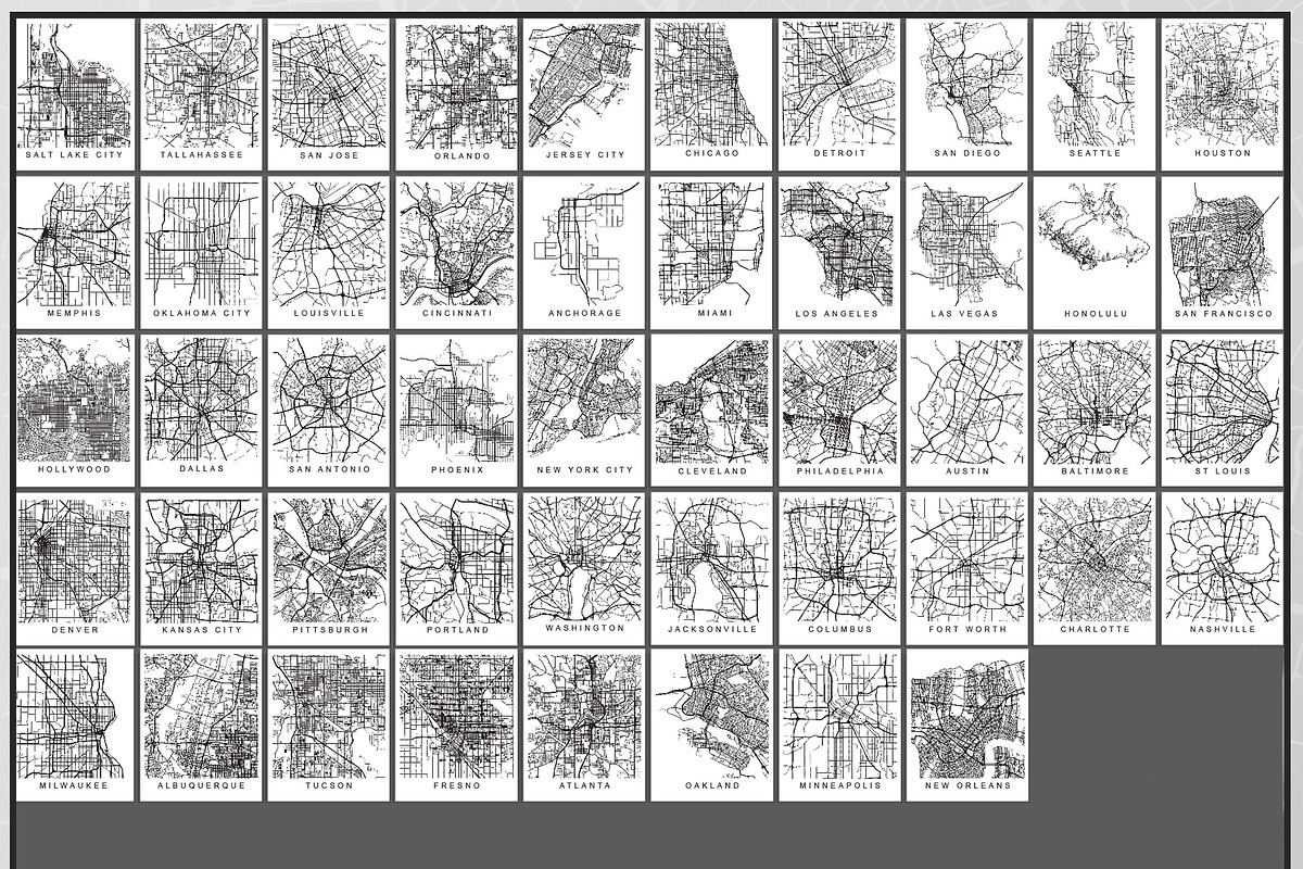 US City Street Map Bundle, an Illustration by deificus Art (Photo 5 of 5)