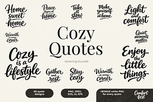Cozy Quotes Lettering Bundle