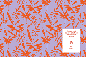 Orange Leaf Seamless Pattern