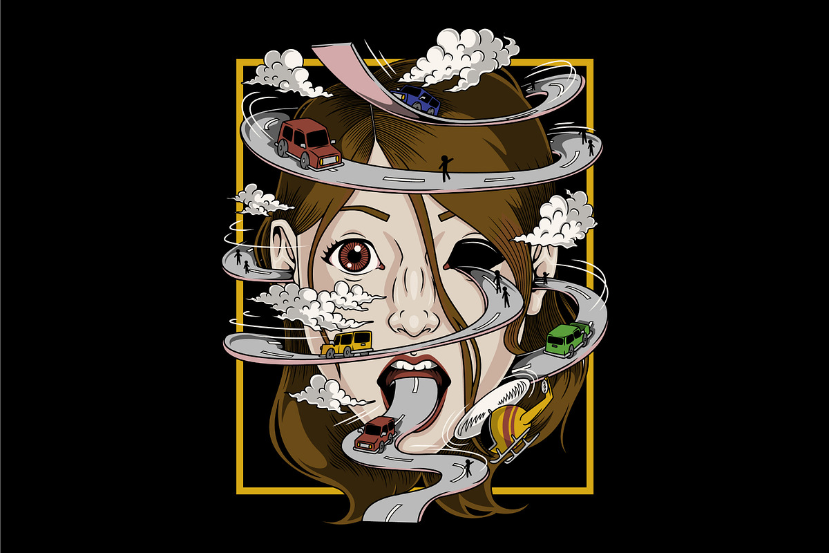 Woman Head with Spiral Road, an Object Illustration by Judsart (Photo 1 of 3)