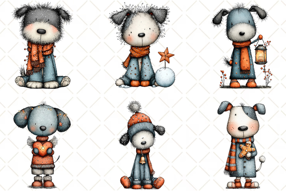 Whimsical Christmas Dogs Clipart, an Animal Illustration by Black Bird Studio (Photo 4 of 6)