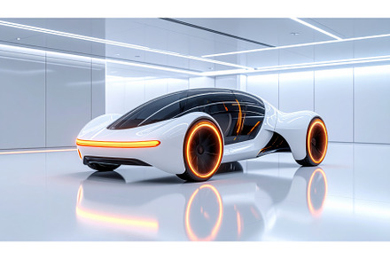 A sleek futuristic electric car