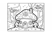 Whimsical Mushroom House Line Art bu, an Illustration by Designs_River (Thumbnail 6 of 51)
