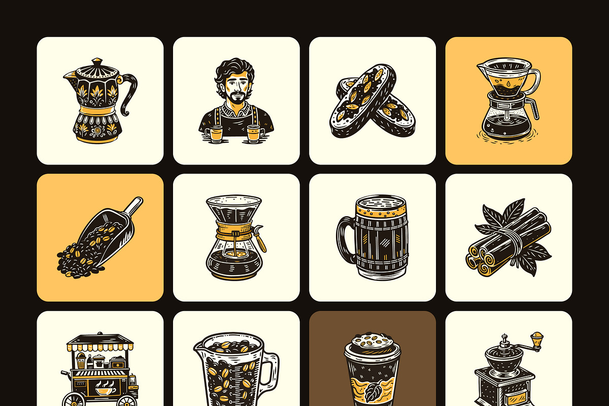 Vintage Coffee Vector Icons, a Solid Icon by Creative Stall (Photo 7 of 9)