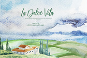 Watercolor La Dolce Vita Clipart, an Education Illustration by ArtCreationsDesign (Thumbnail 4 of 12)