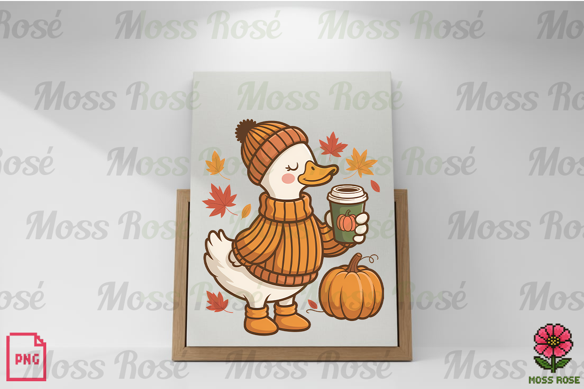 Cozy Fall Duck with Pumpkin Design, a Graphic by Moss Rose (Photo 2 of 3)