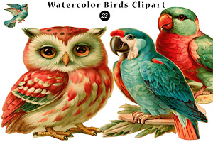 Watercolor Birds Clipart, a Seasonal Illustration by CreationArt