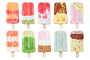Summer Popsicle Watercolor set, a Food Illustration by Marge Art (Thumbnail 3 of 3)