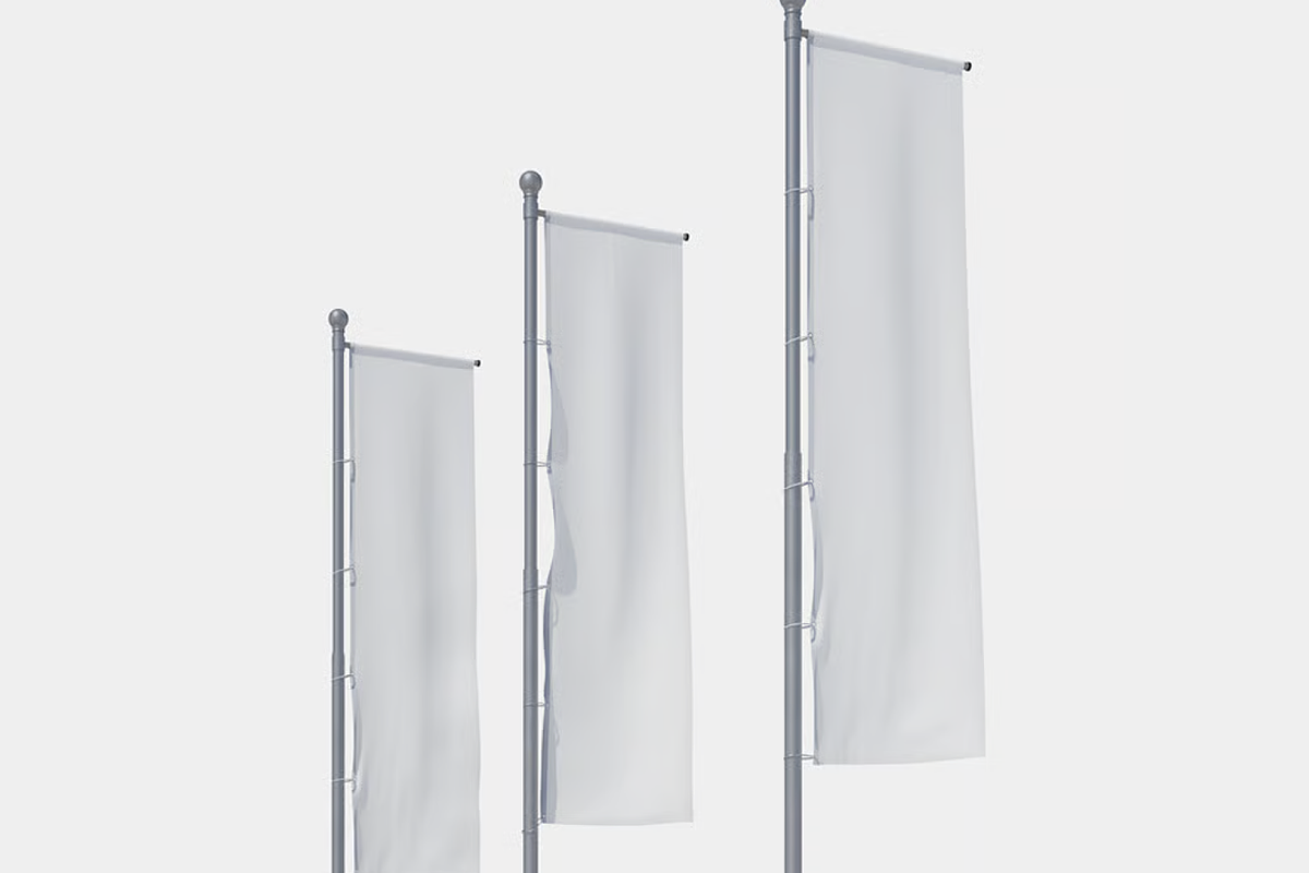 Vertical Flag Mockup Set, an Advertising Mockup by graphicsauce