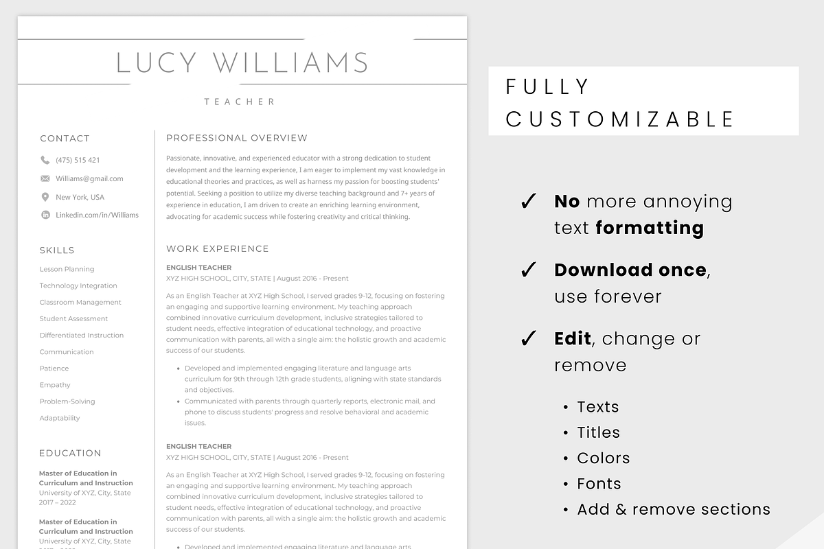 ATS Resume BUNDLE - Minimalist CV, a Resume Template by MondaySpark (Photo 3 of 10)