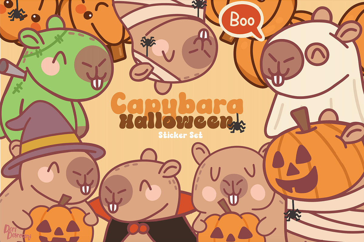 Capybara Halloween Sticker Set, a Graphic by Dori Debreceni draws (Photo 1 of 4)