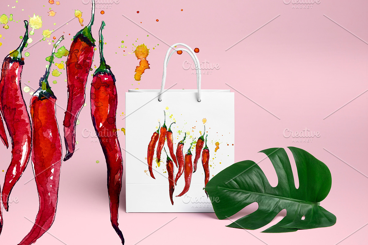 Watercolor Red Chili Peppers, a Food Illustration by lilisavelieva (Photo 2 of 2)