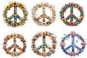 Flower Peace Sign Clipart PNG, an Illustration by SinaCreation (Thumbnail 2 of 5)