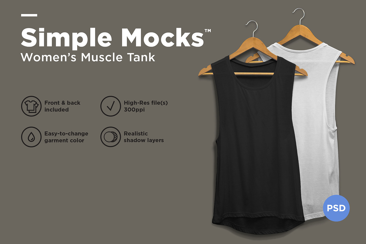 Women's Muscle Tank Mockup, a Shirt Mockup by DesignSupply Co. (Photo 1 of 6)