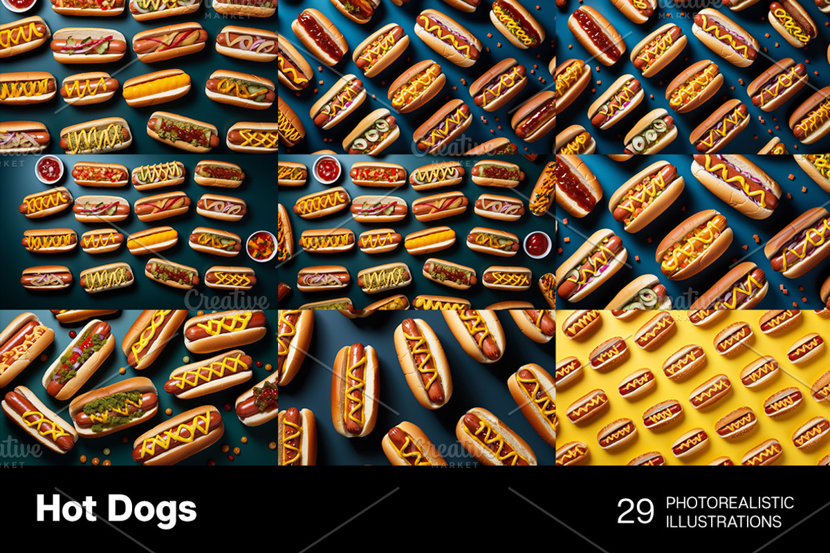 Hot Dogs 29 Patterns., a Food & Drink Photo by Handmadefont (Photo 4 of 9)