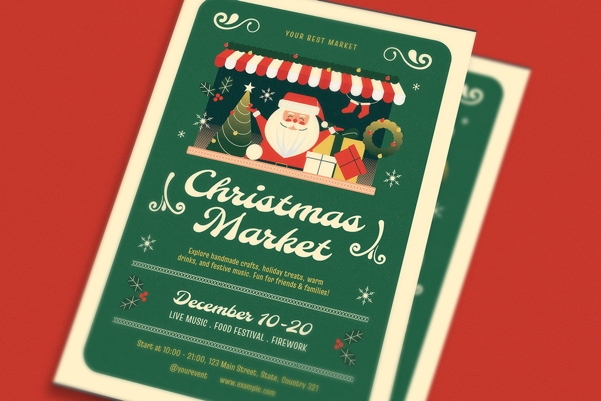 Modern Cute Christmas Market Flyer, a Flyer Template by VectorVactory (Photo 2 of 3)