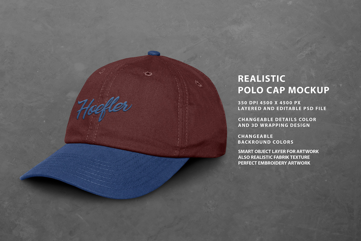 Realistic Polo Cap Mockup, a Hat Mockup by Uncentrifuged Pressure (Photo 4 of 7)