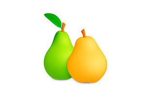 Pear 3d icon. Realistic green and, a Food Illustration by Valerie Bodnar