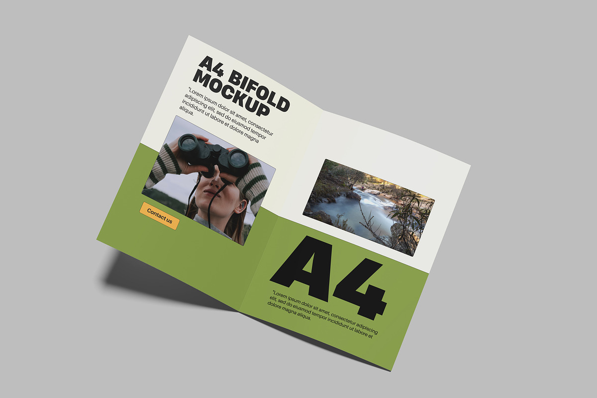 A4 Bi-Fold Brochure Mockup, an Advertising Mockup by safrizalstudio (Photo 5 of 13)