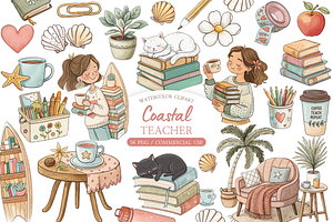 Watercolor Teacher Clipart
