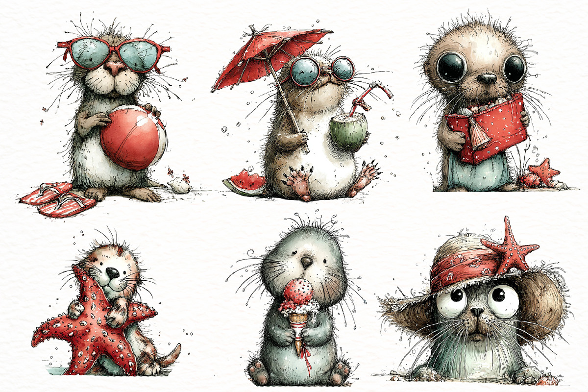 Whimsical summer seal clipart, an Illustration by Designworld (Photo 3 of 4)