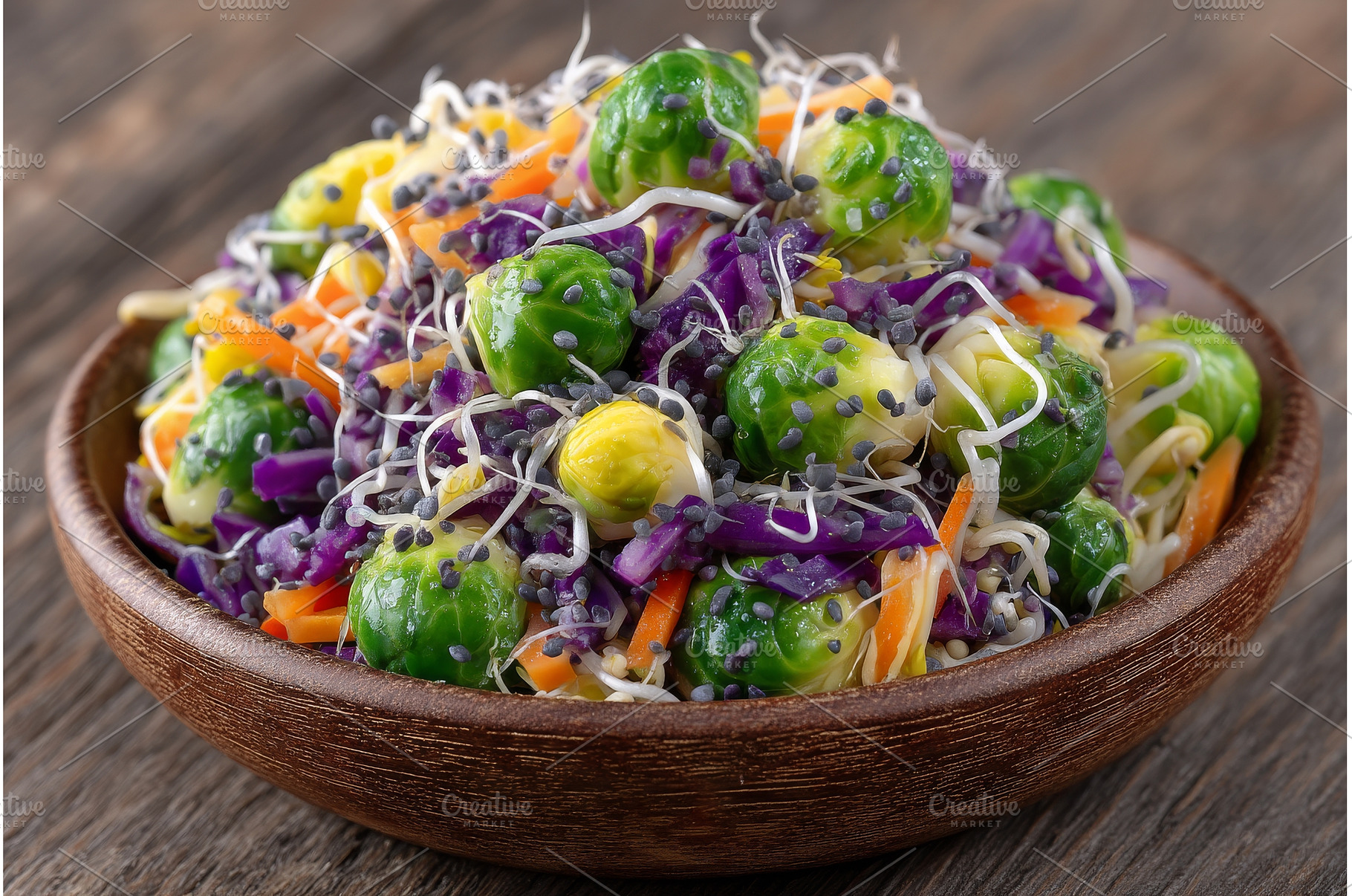 This vegan lunch features a vibrant, a Food & Drink Photo by ZinetroN