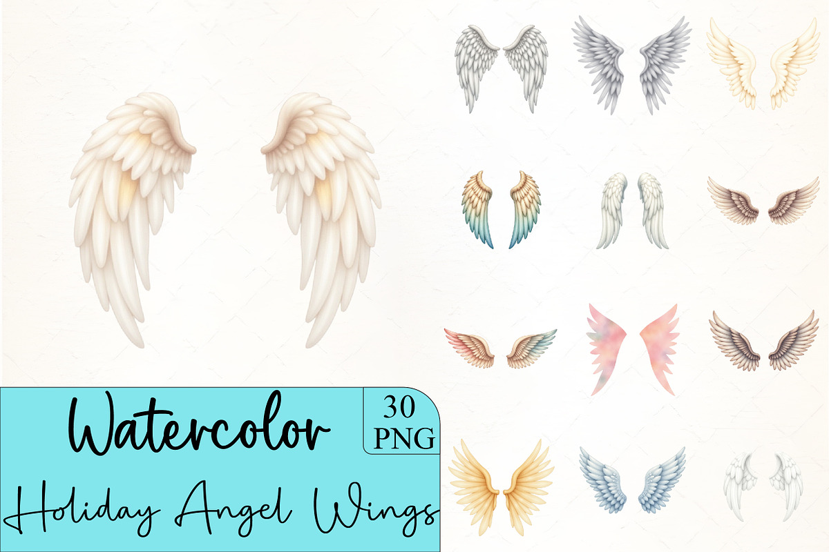 Holiday Angel Wings Clipar, an Illustration by CrexoraLab (Photo 1 of 5)
