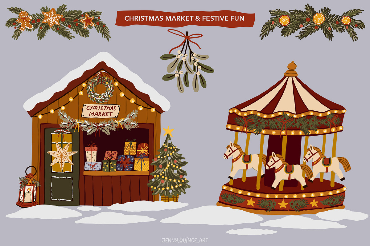 Cozy Christmas – Vector Clipart, a Seasonal Illustration by Jenny Quince (Photo 4 of 19)