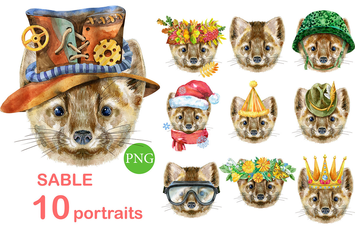 Sable portraits, an Animal Illustration by Watercolor fantasy (Photo 1 of 5)