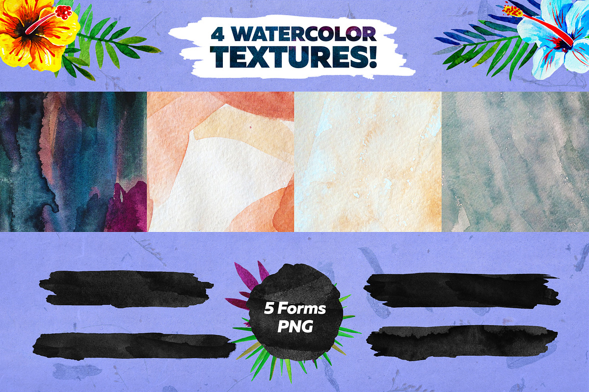 Watercolor Tropical Flowers, a Decorative Illustration by BLAZTIGRA (Photo 6 of 6)