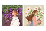 Women with flowers cards set, a Person Illustration by Good Studio (Thumbnail 3 of 7)