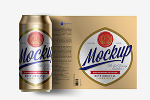 Metallic Aluminum Can & Label Mockup