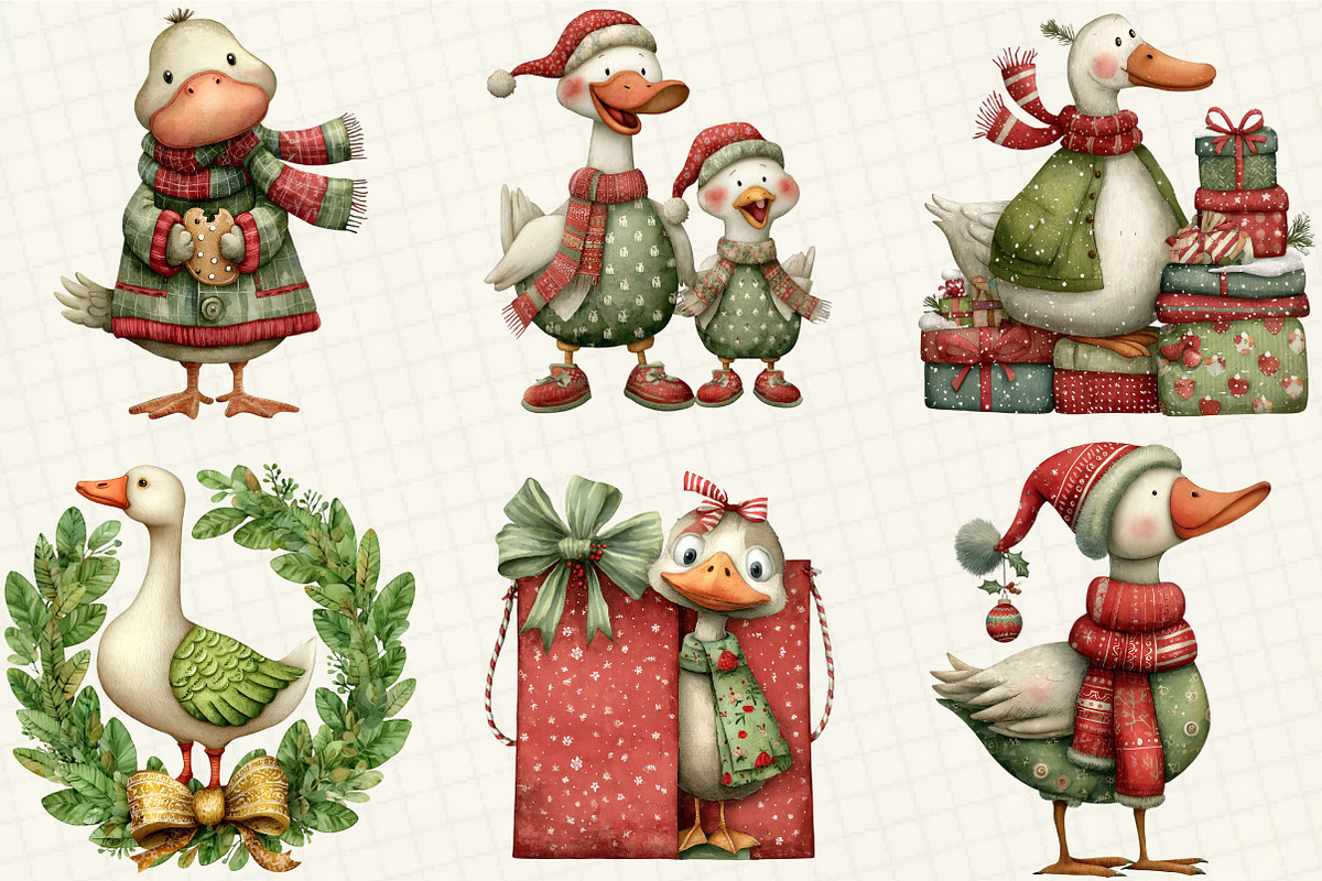 Whimsical Geese Clipart Bundle, an Illustration by DreamCafeArt (Photo 7 of 7)