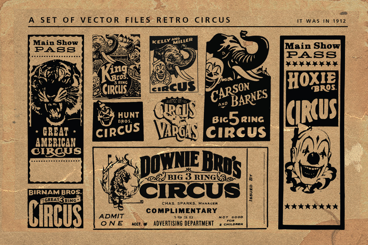 Retro Circus Pack, an Animal Illustration by Retro Machine (Photo 3 of 6)