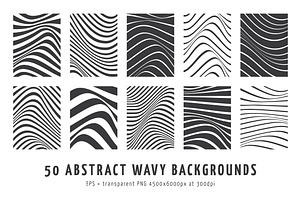 50 Abstract Wavy Vector Backgrounds, a Decorative Illustration by DESIGN BY nube