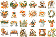 Watercolor Orange Cottage Life Clipa, an Illustration by designcity5 (Thumbnail 2 of 5)