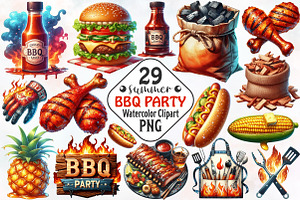 Summer BBQ Party Clipart, an Illustration by RobertsArt